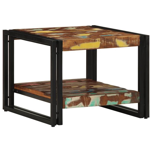 vidaXL Coffee Table Multicolor Solid reclaimed wood, iron 19.7x19.7x15 in