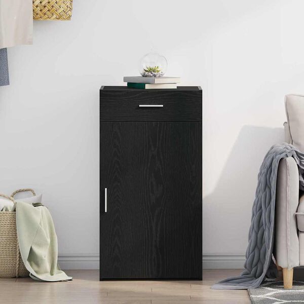 vidaXL Sideboard with Drawer Black Oak 19.69 x 16.73 x 36.61 in