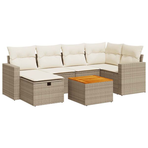 vidaXL Garden Sofa Set Beige PE Rattan Large Modular Garden Sofa Set