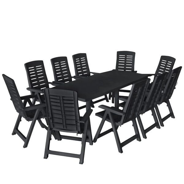 vidaXL Outdoor Dining Set Anthracite Plastic Foldable Outdoor Dining Set