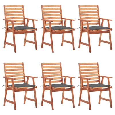 vidaXL Patio Dining Chairs 6 pcs with Cushions Solid Acacia Wood