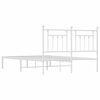 vidaXL Bed Frame White Powder-Coated Steel Double Bed Frame
