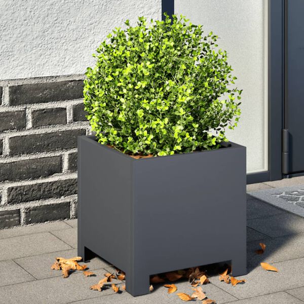 vidaXL Garden Planter Anthracite Steel 11.8 in Garden Planter Square