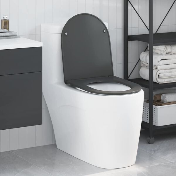 vidaXL Toilet Seat Anthracite 17.32 x 14.33 x 1.34 in Duroplast