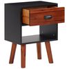 vidaXL Bedside Cabinet Set of 2 Black and brown Solid acacia wood and MDF