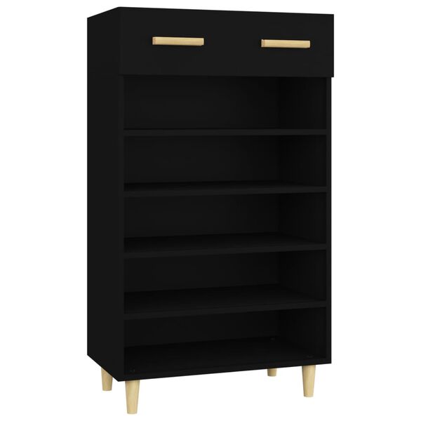 vidaXL Shoe Cabinet Black Engineered Wood Medium Shoe Cabinet