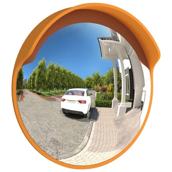 vidaXL Outdoor Convex Traffic Mirror Orange Ø11.8 " Polycarbonate