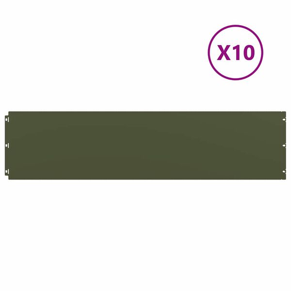 vidaXL Lawn Edgings 10 pcs Olive Green 9.8x40.6" Cold-rolled Steel