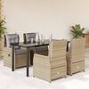 vidaXL 5 Piece Patio Dining Set with Cushions Beige Poly Rattan