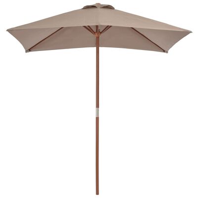 vidaXL Outdoor Parasol with Wooden Pole 59.1"x78.7" Taupe
