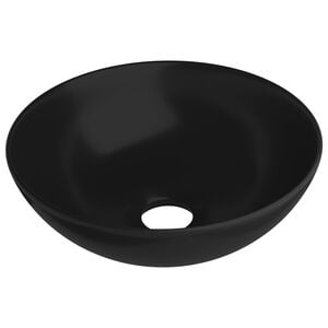 vidaXL Bathroom Sink Ceramic Matt Black Round