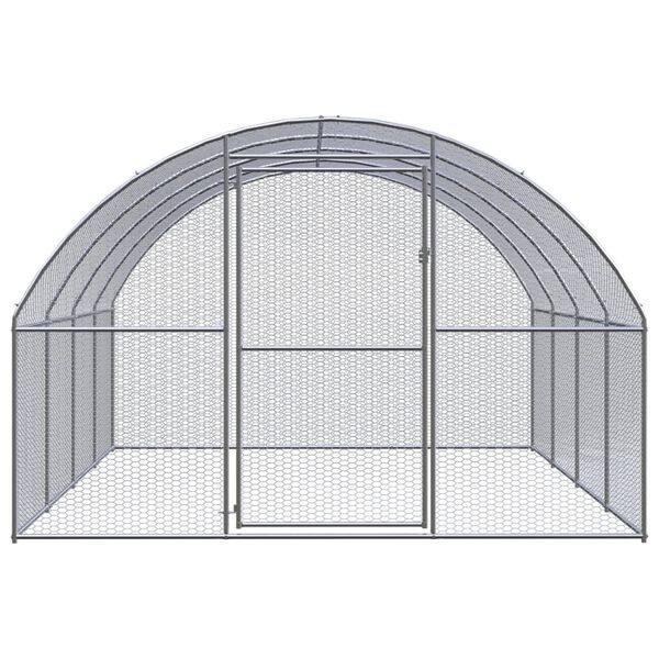 vidaXL Chicken Coop Silver Galvanized Steel Large Durable Chicken Coop