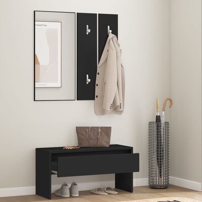 vidaXL Hallway Furniture Set Black Engineered Wood