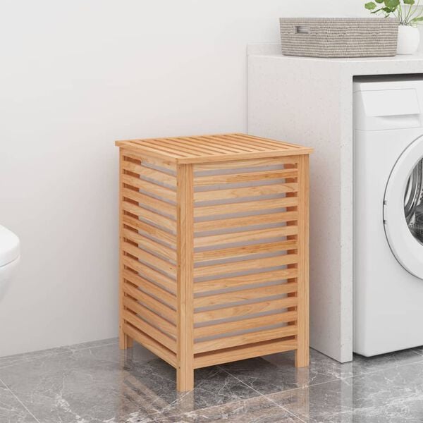 vidaXL Laundry Basket 17.7x17.7x25.6" Solid Wood Walnut