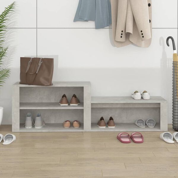 vidaXL Shoe Cabinet Concrete Grey Engineered Wood 59.1 x 13.8 x 17.7 in