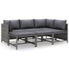 vidaXL Garden Lounge Set Grey PE rattan, powder-coated steel, 100% polyester