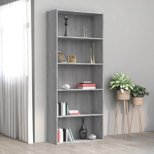 vidaXL Book Cabinet Grey Sonoma Engineered wood 31.5x11.8x74.4 in
