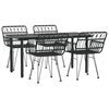 vidaXL Garden Dining Set Black Poly Rattan, Steel, Tempered Glass Medium