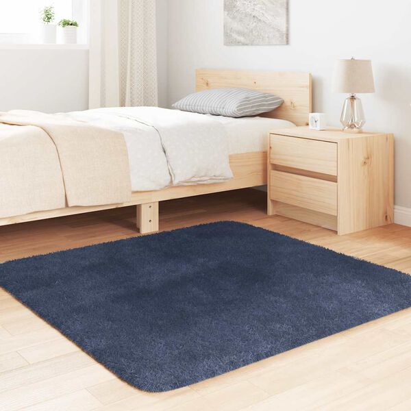 vidaXL Shaggy Rug Navy Polyester 47.2 x 47.2 in Foldable Shaggy Rug