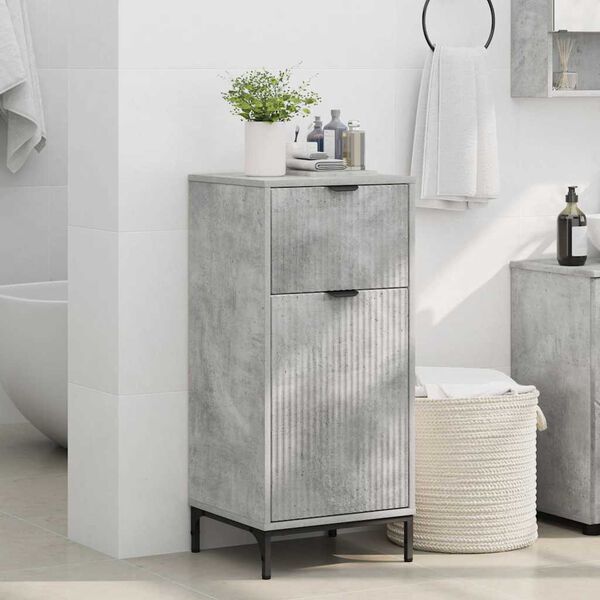 vidaXL Bathroom Cabinet Concrete Grey 15.55 x 14.17 x 34.65 in