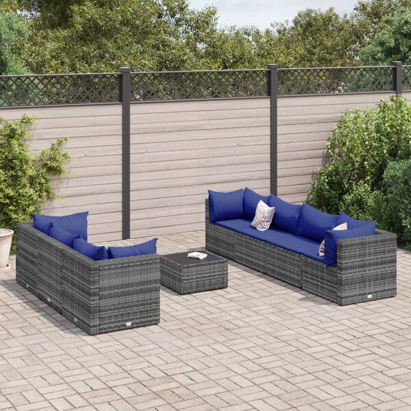 vidaXL Patio Lounge Set Set of 7 Gray