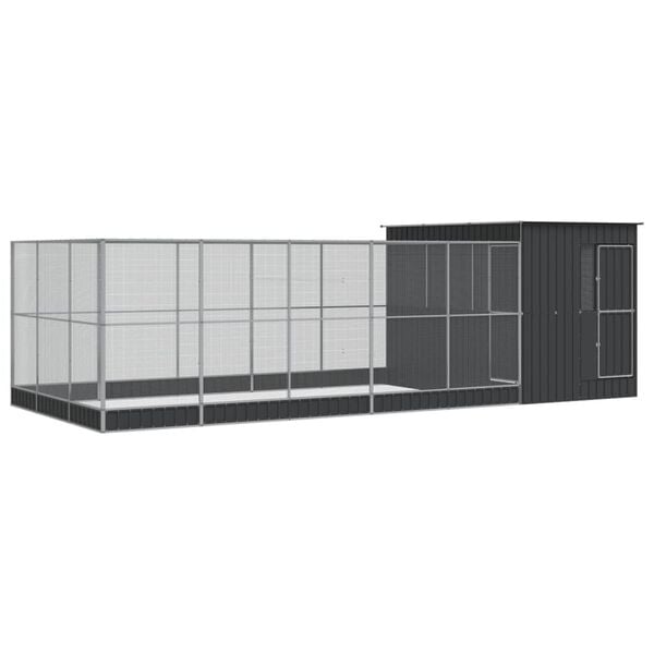 vidaXL Aviary Silver Galvanized Steel Large Durable Aviary