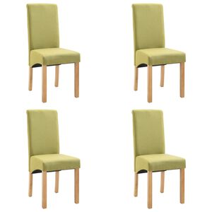 vidaXL Dining Chair Set of 4 Green Fabric and wood Standard Ergonomic
