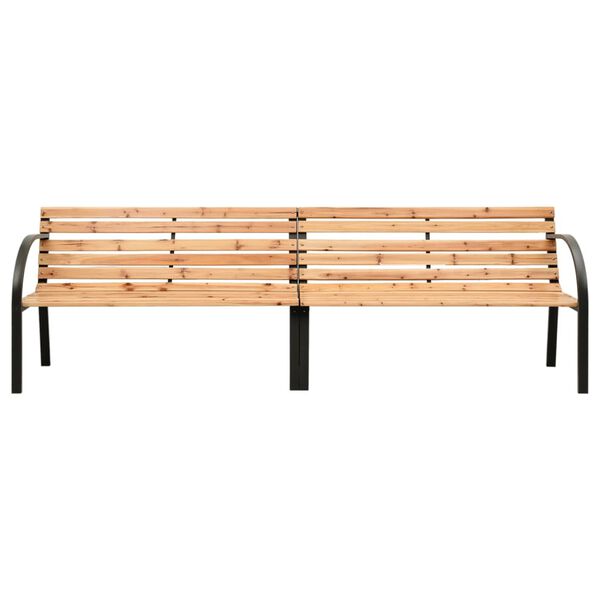 vidaXL Twin Garden Bench Brown Chinese fir wood, powder-coated steel Large
