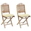 vidaXL Garden Chair Set of 2 Natural Bamboo Bamboo, Polyester Medium