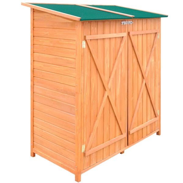 vidaXL Garden Shed Natural wood with green roof