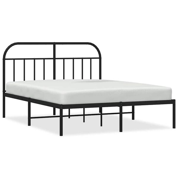 vidaXL Bed Frame Black Powder-Coated Steel Full Bed Frame Rectangular