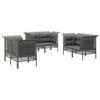 vidaXL 6 Piece Patio Lounge Set with Cushions Grey Poly Rattan