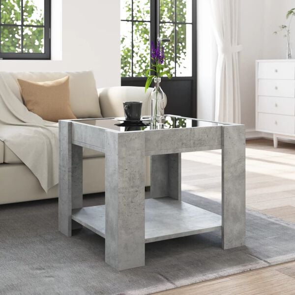 vidaXL Coffee Table Concrete grey Engineered wood, glass Small