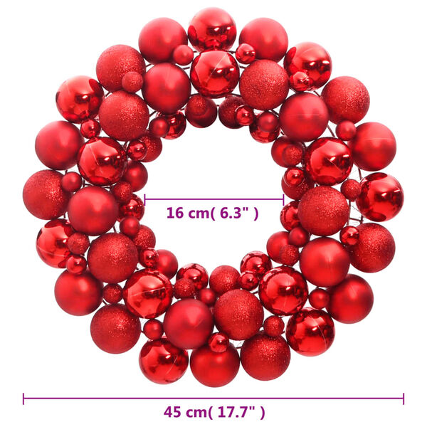 vidaXL Christmas Wreath Red Polystyrene 17.7 in diameter
