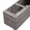 vidaXL Garden Raised Bed with 3 Pots 39.4"x1.8"x14.1" Poly Rattan Gray