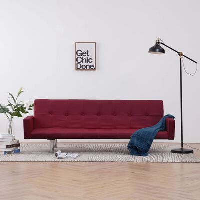 vidaXL Sofa Bed with Armrest Wine Red Fabric