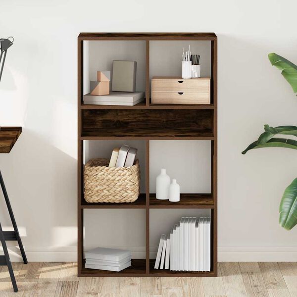 vidaXL Book Cabinet Smoked Oak Engineered Wood 26.0 x 12.2 x 44.1 in