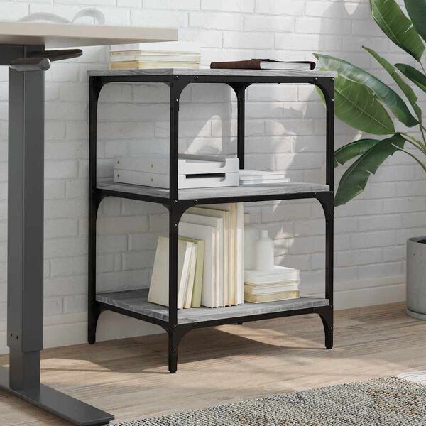 vidaXL Printer Stand 3-Tier Gray Sonoma 19.7"x16.1"x29.5" Engineered Wood