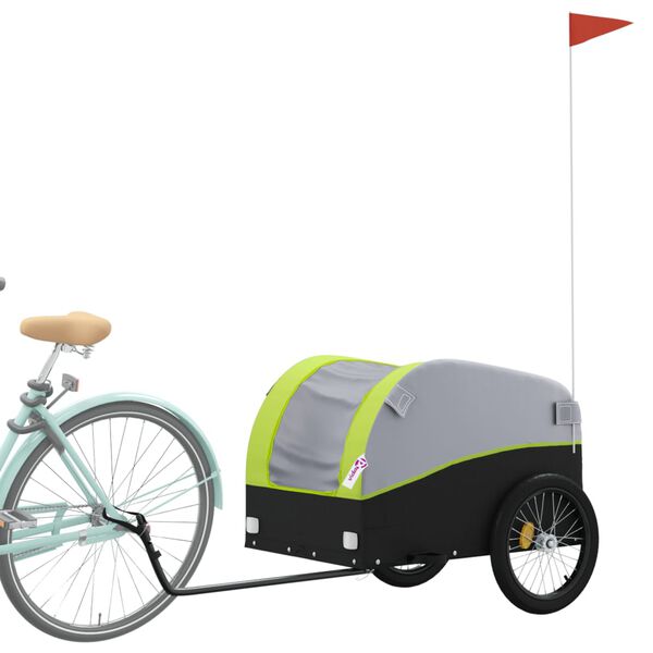 vidaXL Bike Trailer Black and Green 99.2 lb Iron