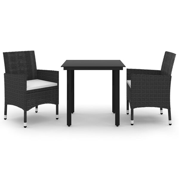 vidaXL Garden Dining Set Black PE rattan Medium Garden Dining Set
