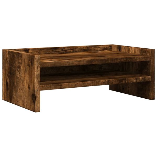 vidaXL Monitor Stand Smoked Oak 16.5x9.4x6.3" Engineered Wood
