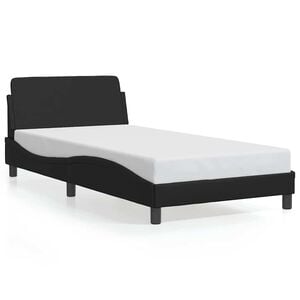 vidaXL Bed Frame Black Faux leather, metal, plywood, engineered wood Twin