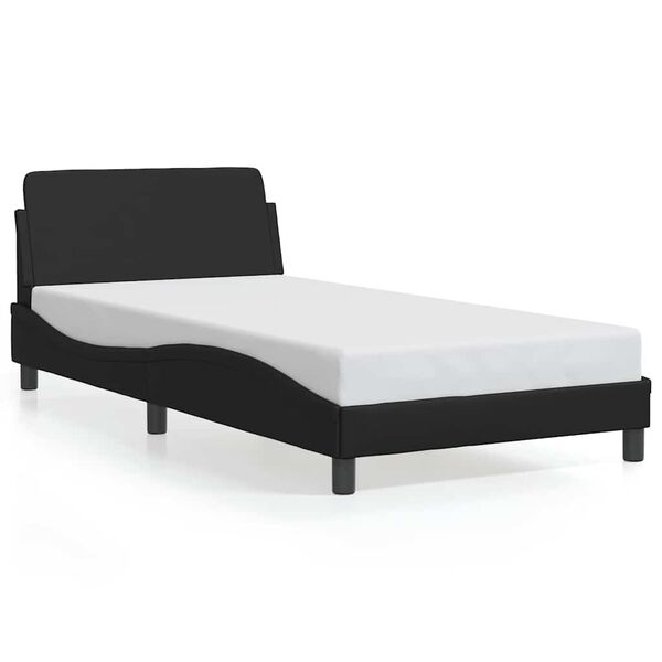 vidaXL Bed Frame Black Faux leather, metal, plywood, engineered wood Twin