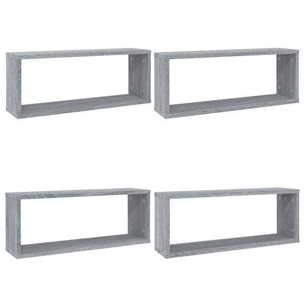 vidaXL Wall Cube Shelf Set of 4 Grey Sonoma Engineered Wood