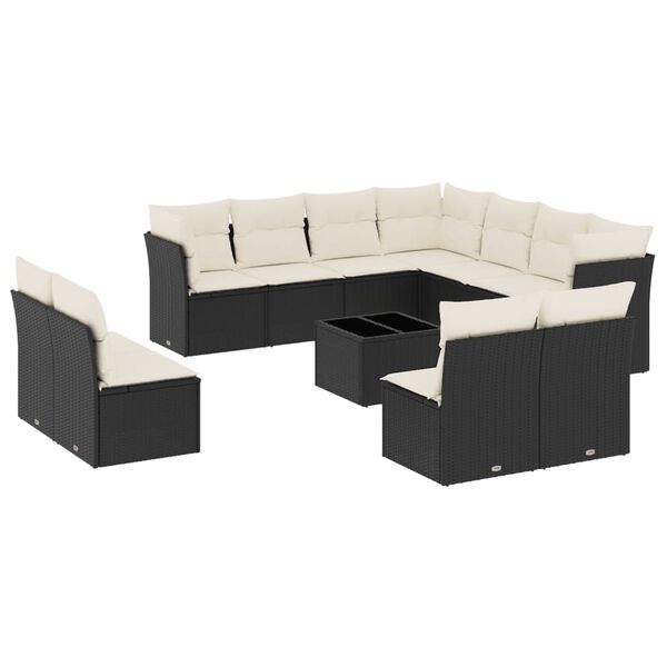 vidaXL Garden Sofa Set Black PE rattan Large Modular Garden Sofa Set