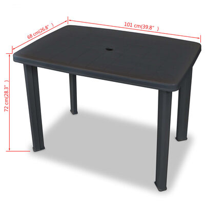 vidaXL Patio Table Anthracite 39.8"x26.8"x28.3" Plastic