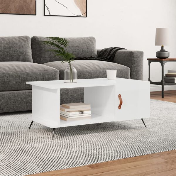 vidaXL Coffee Table High gloss white Engineered wood, Iron Medium
