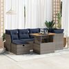 vidaXL 7 Piece Patio Sofa Set with Cushions Black Poly Rattan Acacia