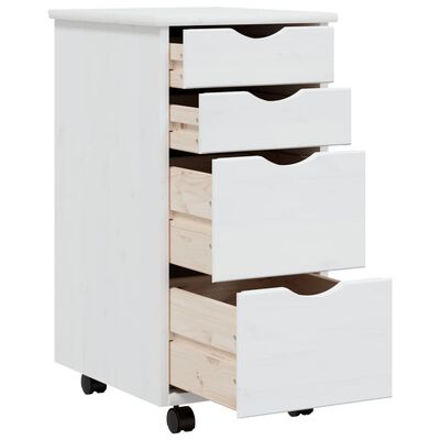 vidaXL Rolling Cabinet with Drawers MOSS White Solid Wood Pine