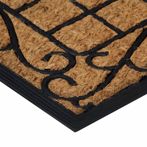 vidaXL Door Mat Black and brown Rubber and Coir 17.7x29.5 in Non-slip